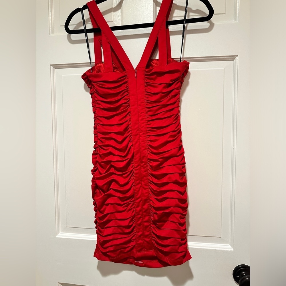 Red formal cocktail mini dress